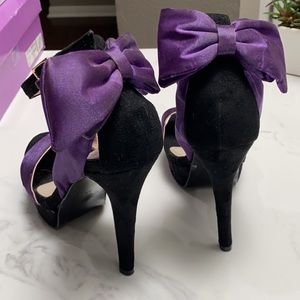 Black and Purple satin stiletto heels